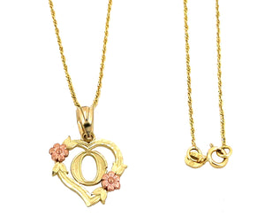 10K Trio Gold Heart Initial charm