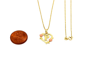 10K Trio Gold Heart Initial charm