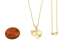 10K Trio Gold Heart Initial charm