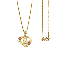 10K Trio Gold Heart Initial charm