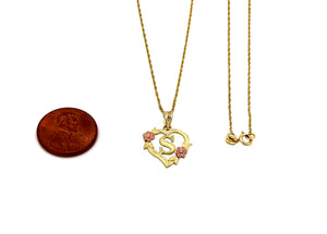 10K Trio Gold Heart Initial charm