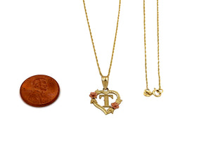 10K Trio Gold Heart Initial charm