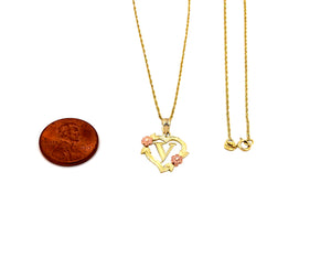 10K Trio Gold Heart Initial charm