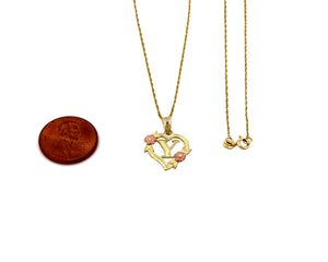 10K Trio Gold Heart Initial charm