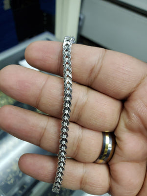 Real 10K Solid White Gold Franco Box Link Bracelet / Anklet for Men Women 5.0mm, 9" inches