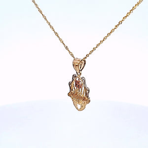 10K Solid Yellow Gold 15 Anos Pendant Charm with Singapore Chain