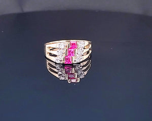 14K Solid Yellow Gold Cubic CZ Semanario Ring