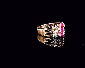 14K Solid Yellow Gold Cubic CZ Semanario Ring
