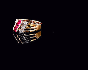 14K Solid Yellow Gold Cubic CZ Semanario Ring