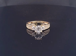 14K Solid Yellow Gold Round Solitaire Cz Ring