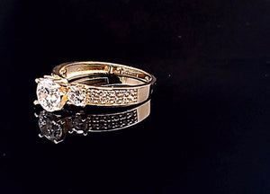 14K Solid Yellow Gold Round Solitaire Cz Ring