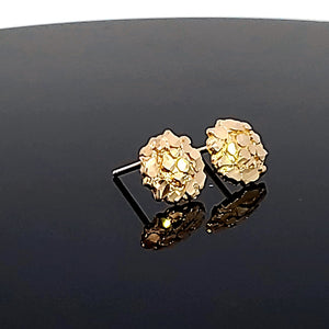 10K Solid Yellow Gold Nugget Cut Earrings for Girls womens