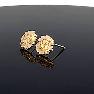 10K Solid Yellow Gold Nugget Cut Earrings for Girls womens