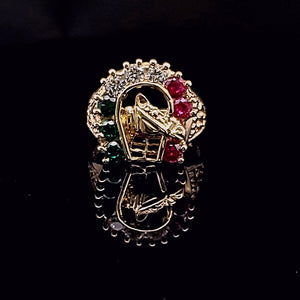 14K Solid Yellow Gold Horseshow Cz Ring