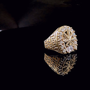 10K Solid Yellow Gold Round Cut Cubic Zirconia Marijuana Cz Ring