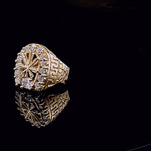 10K Solid Yellow Gold Round Cut Cubic Zirconia Marijuana Cz Ring