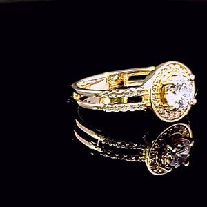 14K Solid Yellow Gold Round Solitaire Cz Ring