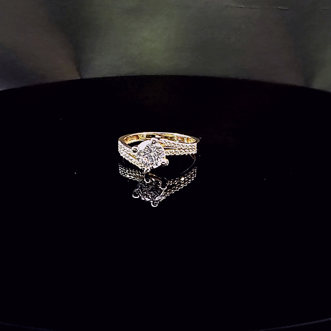 14K Solid Yellow Gold Square Solitaire Cz Ring For Ladies