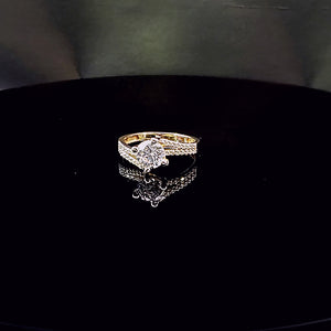 14K Solid Yellow Gold Square Solitaire Cz Ring