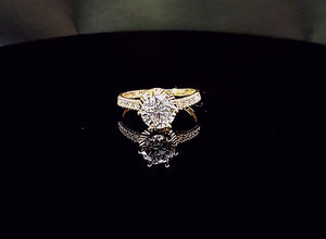 14K Solid Yellow Gold Round Solitaire Cz Ring