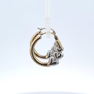 10K Solid Yellow Gold Heart Hoop Earrings for Girls womens