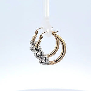 10K Solid Yellow Gold Heart Hoop Earrings for Girls womens