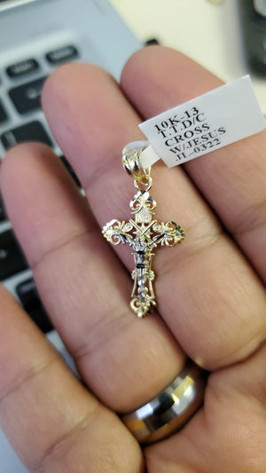 10K Gold Cross with Jesus Charm