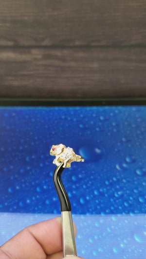14K Solid Yellow Gold Elephant Cz Ring