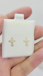 14K Gold Cross Earrings