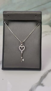 925 Silver Heart Key Cz Charm