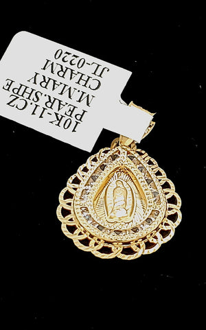 Real 10K Gold Religious Charm Mother Mary, Jesus, Cross, Guadalupe , Virgin Mary Charm / Pendant
