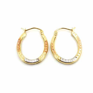 Women's 10k Yellow White and Rose Gold Hoop Earrings